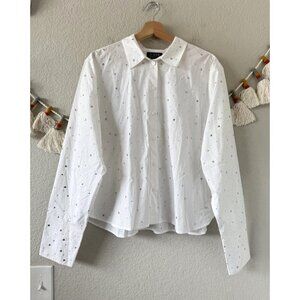 J. crew Cropped Garcon Button Up With Crystals Organic Cotton Glam Careerwear 16